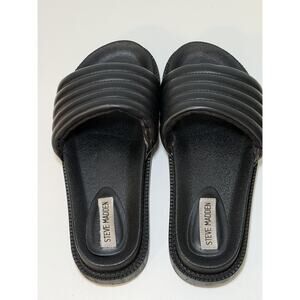 Steve Madden Sandals Women's Size 8 Canny Puffer Black Beach Pool Classic